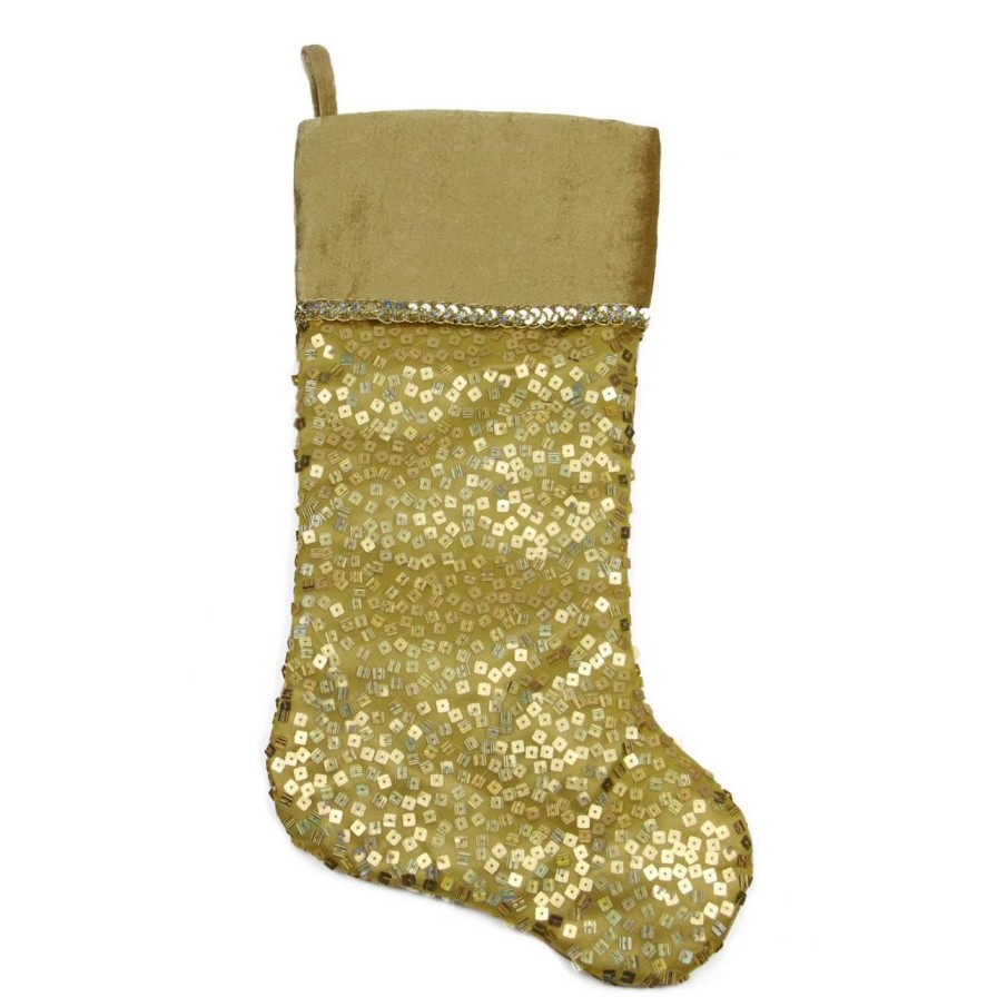 Stockings & Holders * | Northlight 20.5 Gold Holographic Sequined Shiny Christmas Stocking