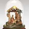 Nativity Sets & Accessories * | Roman 7.25 Brown And Yellow Led Lighted Musical Cloche Dome Nativity Scene Christmas Decor