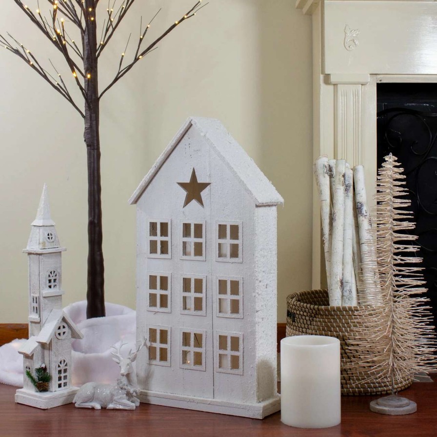 Christmas Village Sets & Accessories * | Northlight 30 Snow-Covered Rustic White Wooden House Christmas Tabletop