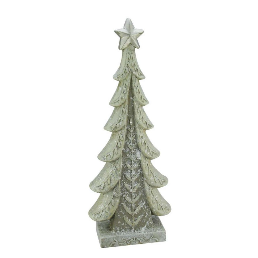 Christmas Table Top Trees * | Raz 20.25 Gray And White Vintage Christmas Tree Tabletop Decor