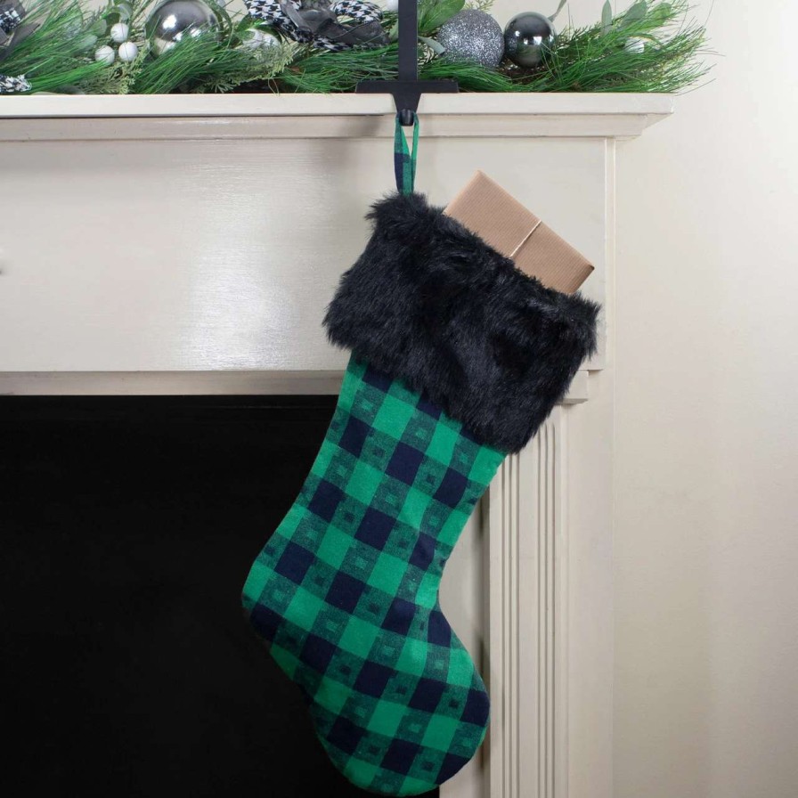 Stockings & Holders * | Northlight 20 Green And Black Plaid Christmas Stocking