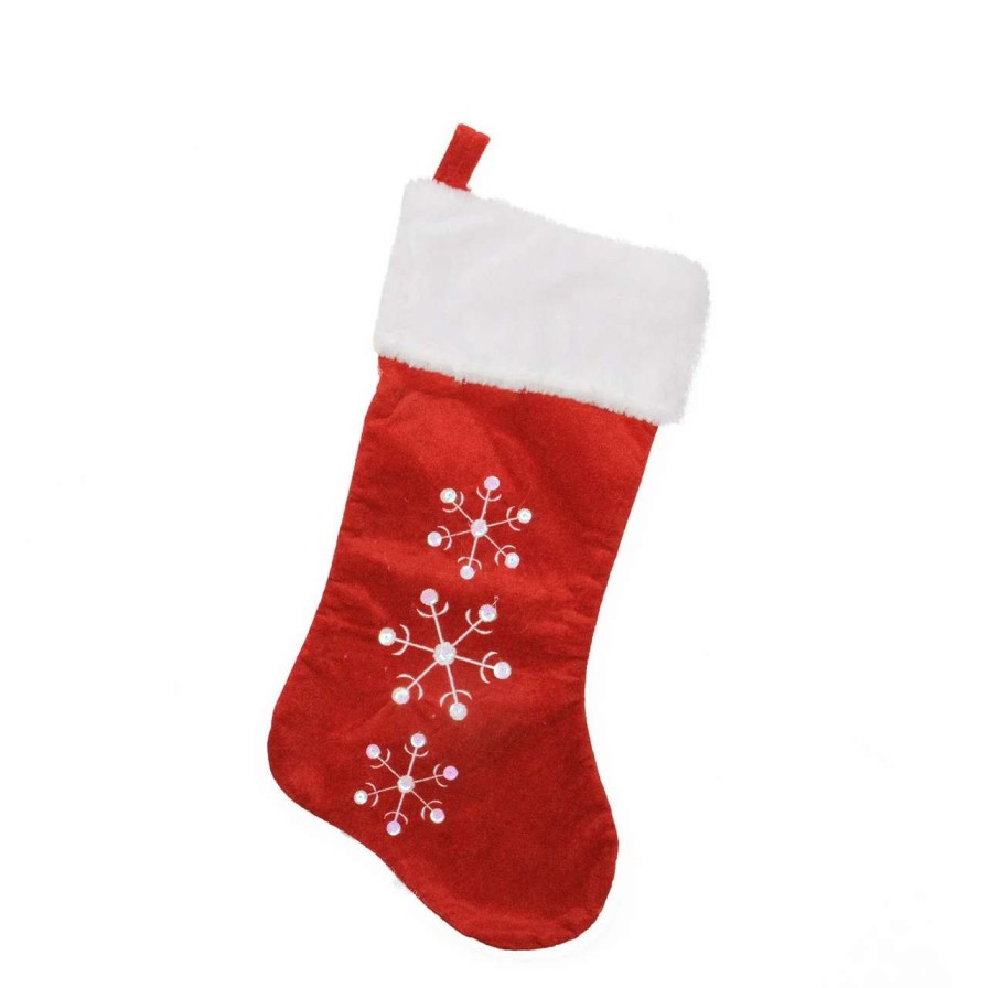 Stockings & Holders * | Northlight 19 Red And White Snowflake Embroidered Christmas Stocking