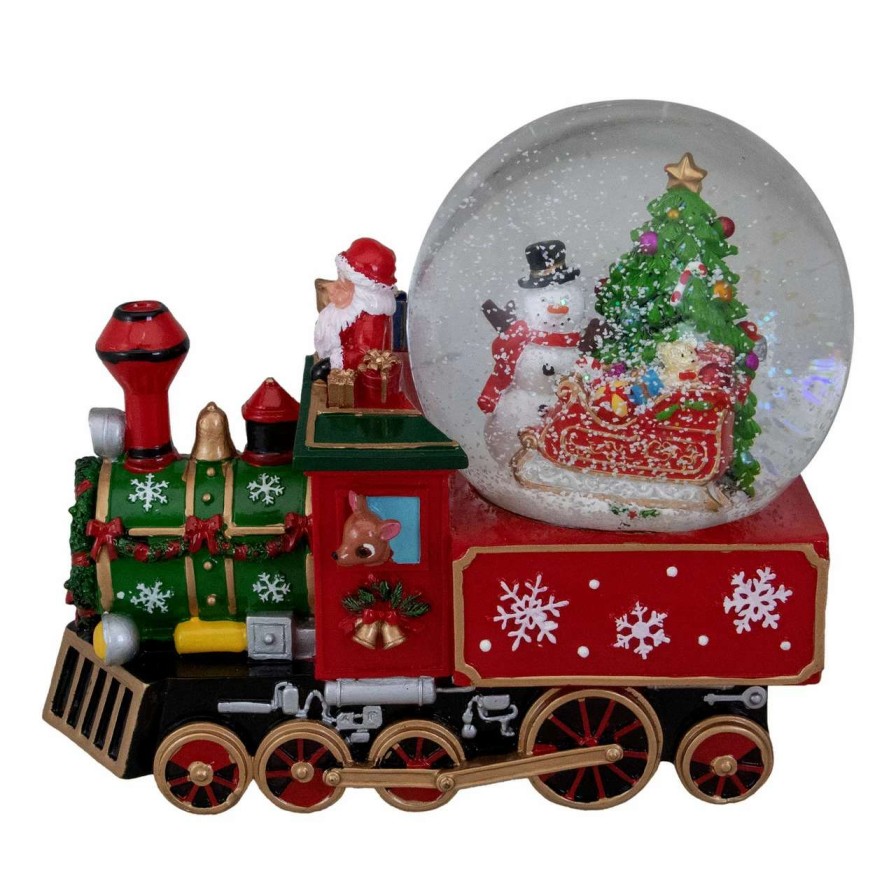 Christmas Village Sets & Accessories * | Northlight 8.5 Green And Red Christmas Train Snow Globe