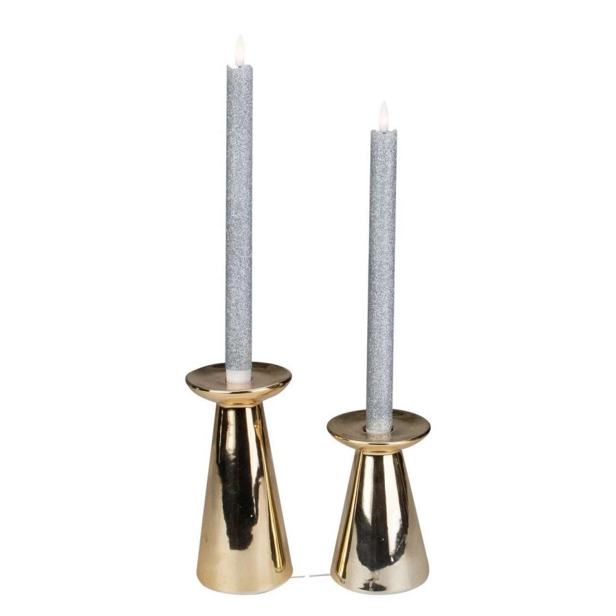 Candles & Lanterns * | Northlight Set 2 Silver Glittered Led Flameless Taper Christmas Candles 11