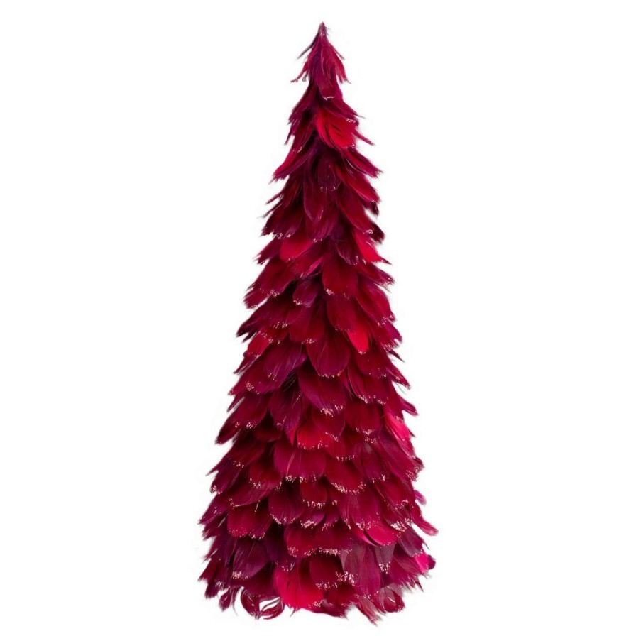 Christmas Table Top Trees * | Northlight 18-Inch Plum Feather Cone Table Top Christmas Tree With Glitter