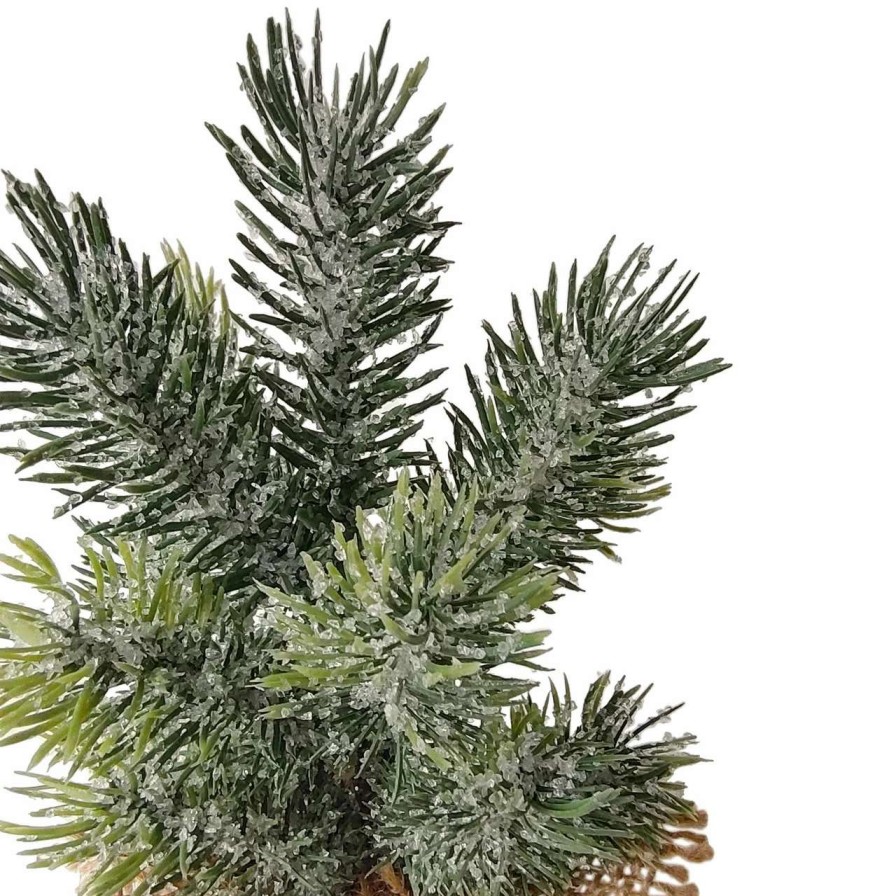 Christmas Table Top Trees * | Northlight 7.75 Frosted Icy Pine Tree In Burlap Base Christmas Decoration