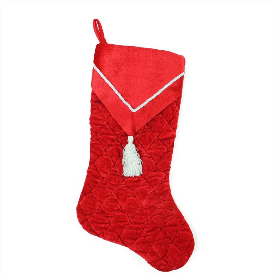 Stockings & Holders * | Northlight 20.5 Red And White Cord And Tassel V Cuff Christmas Stocking