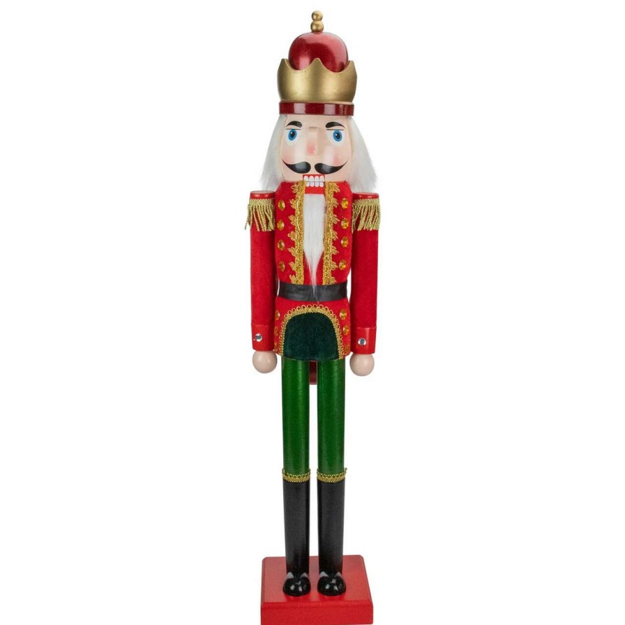 Figures * | Northlight 35.5 Red And Green Velvet Wooden Christmas Nutcracker King