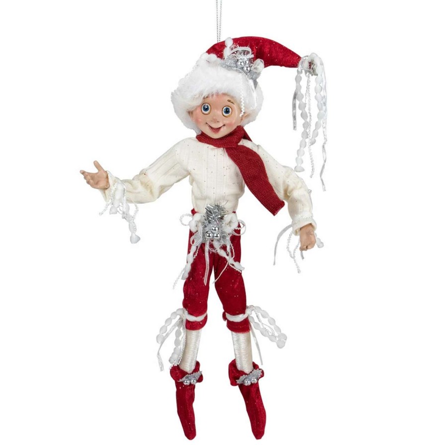 Figures * | Select Artificials 13 Red And Cream Whimsical Dusty Elf With Holly Berries