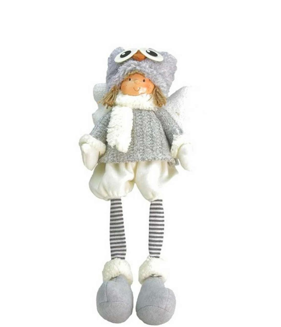 Figures * | Northlight 21 Gray Sitting Boy Angel With Dangling Legs And Owl Hat Tabletop Figurine