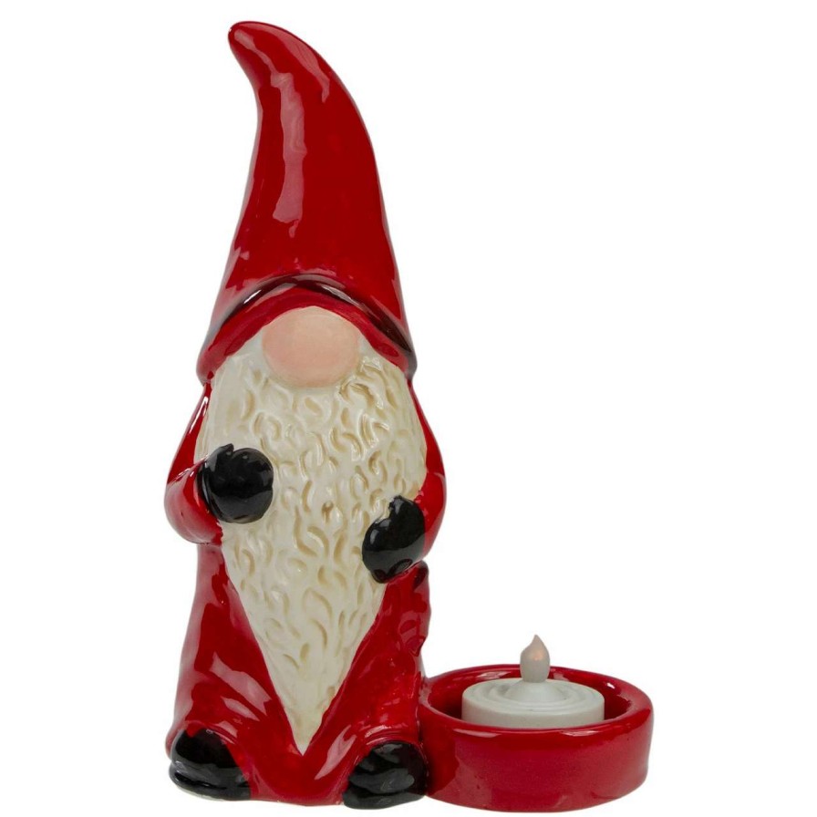 Candles & Lanterns * | Northlight 7 Red And Black Gnome Tea Light Christmas Candle Holder