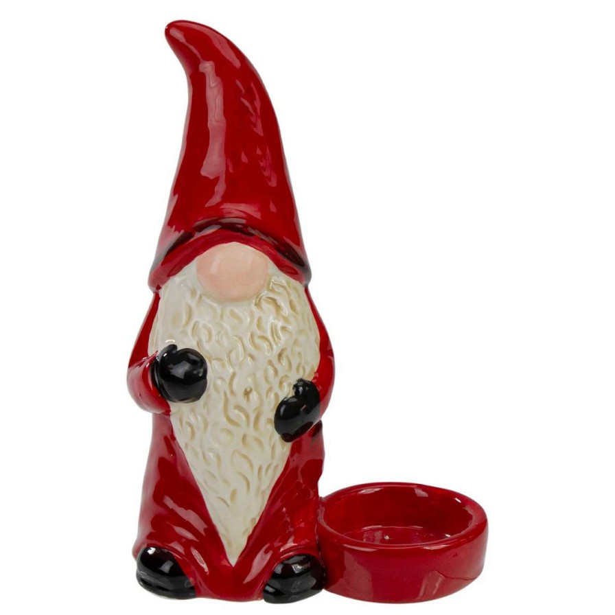 Candles & Lanterns * | Northlight 7 Red And Black Gnome Tea Light Christmas Candle Holder