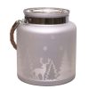 Candles & Lanterns * | Northlight 8 Silver Matte Winter Scene Christmas Pillar Candle Holder Lantern