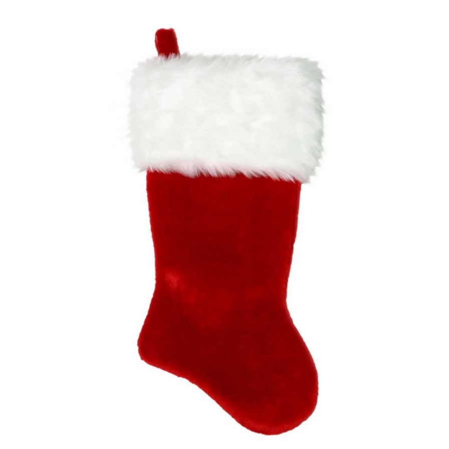 Stockings & Holders * | Northlight 20 Red And White Plush Traditional Christmas Stocking With Cuff