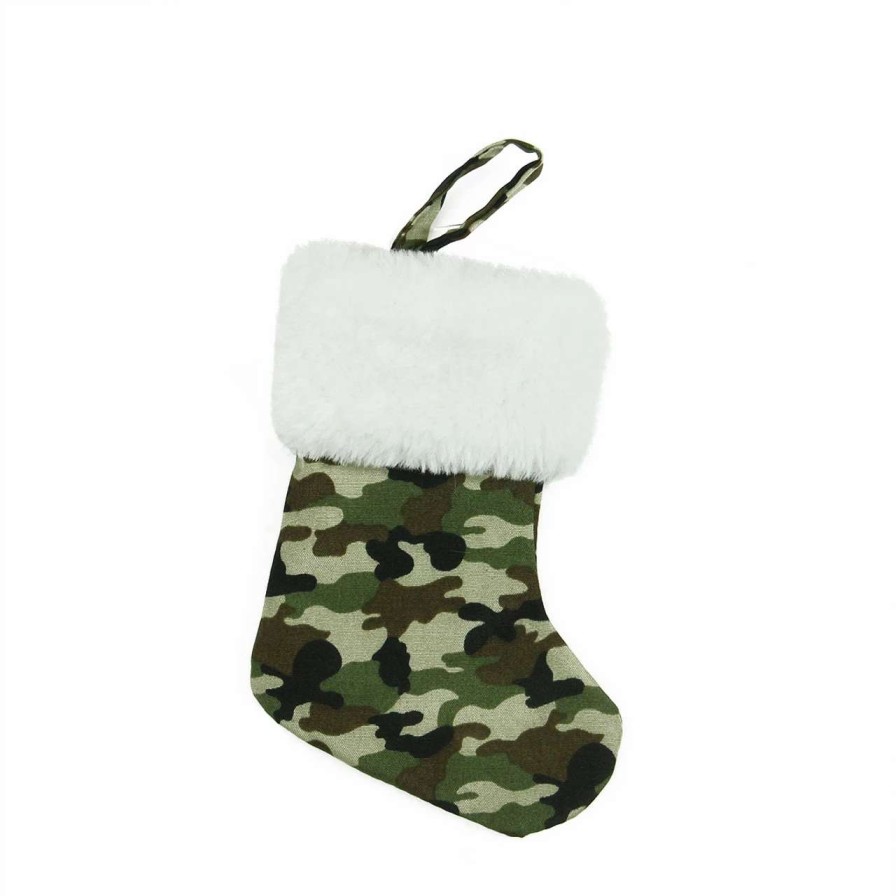 Stockings & Holders * | Northlight 7 Army Camouflage Mini Christmas Stocking With White Cuff