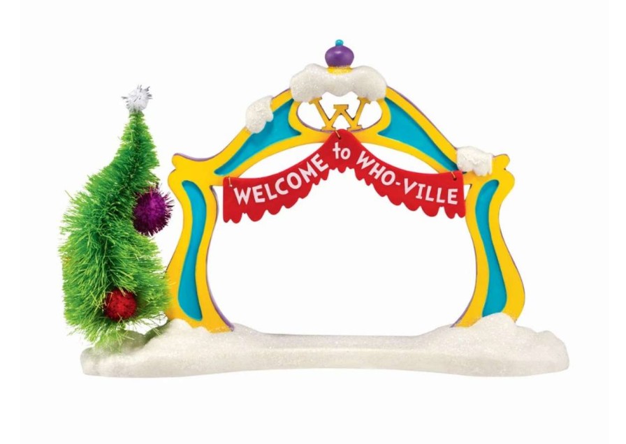 Christmas Village Sets & Accessories * | Department 56 Dr. Seuss The Grinch "Who-Ville Welcome Arch" Christmas Figurine #4043418