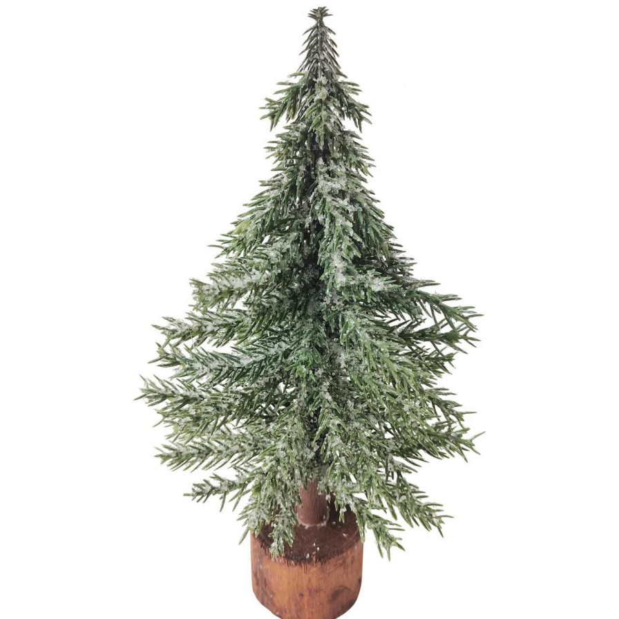 Christmas Table Top Trees * | Northlight 10.5 Frosted Icy Pine Tree With Jute Base Christmas Decoration