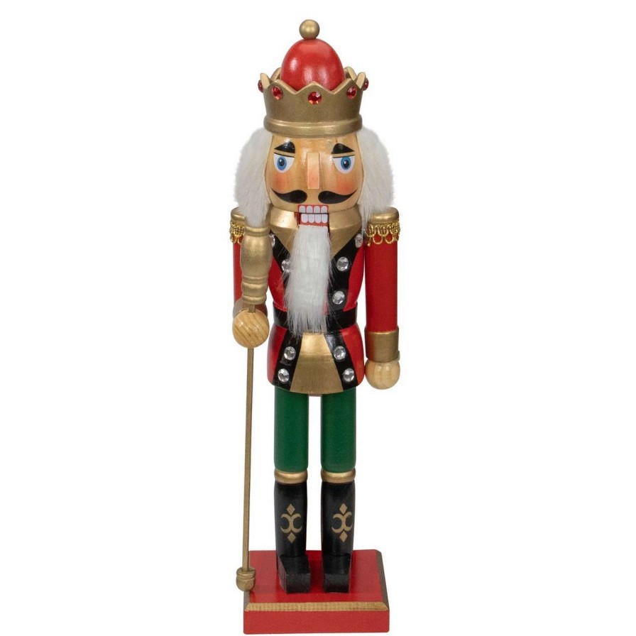 Figures * | Northlight 14 Red And Gold Wooden Christmas Nutcracker King With Scepter