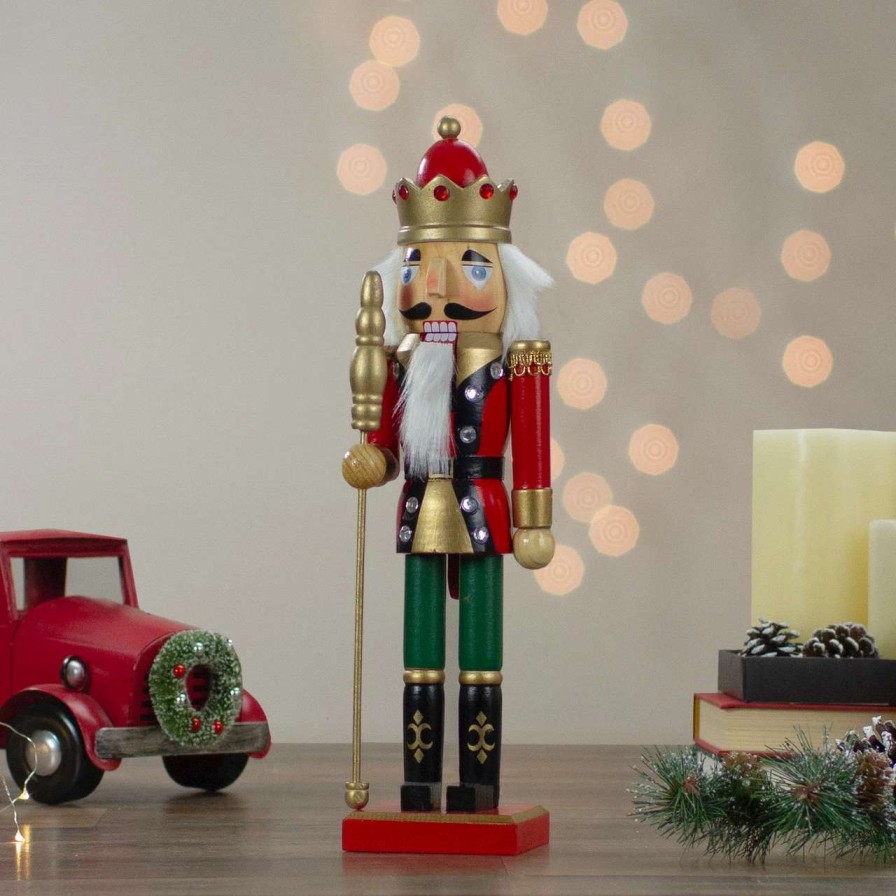 Figures * | Northlight 14 Red And Gold Wooden Christmas Nutcracker King With Scepter