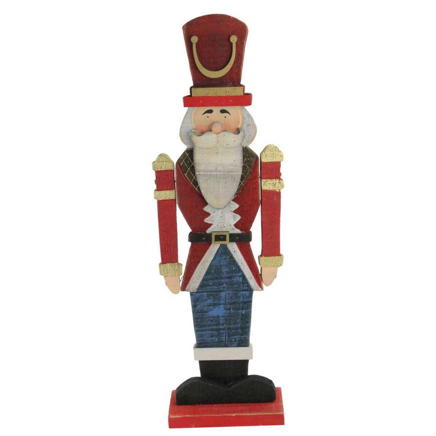 Figures * | Northlight 21 Red And Blue Painted Wooden Standing Led Nutcracker