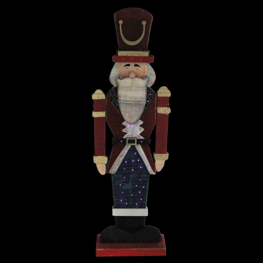 Figures * | Northlight 21 Red And Blue Painted Wooden Standing Led Nutcracker