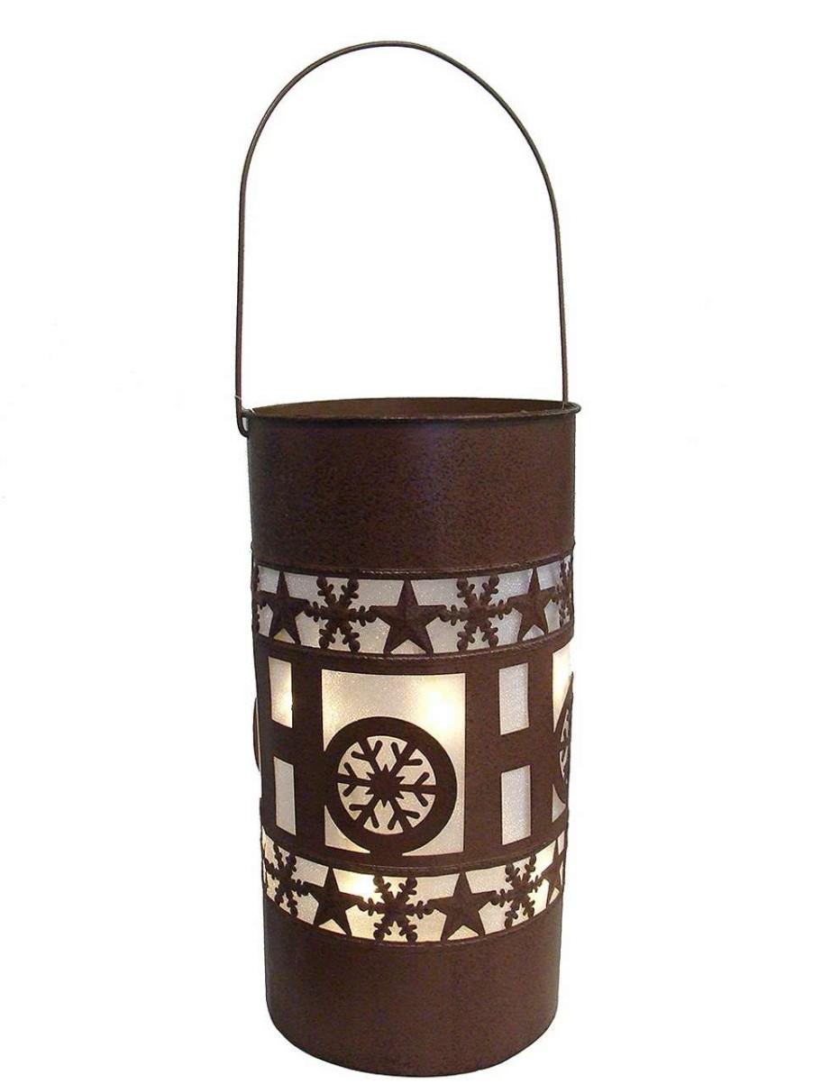 Candles & Lanterns * | Sterling International Inc 15 Brown Shimmering Led Lighted "Ho Ho Ho" Battery Operated Christmas Lantern