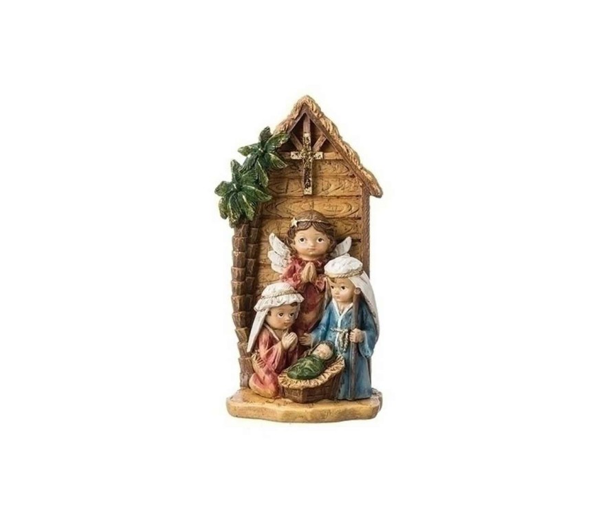 Nativity Sets & Accessories * | Roman 8 Brown And Blue Children'S Nativity Scene Christmas Tabletop Decoration