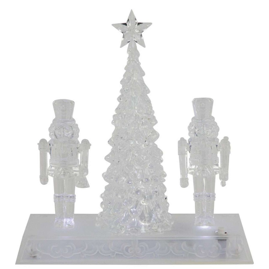 Figures * | Northlight 9 Led Lighted Icy Crystal Nutcracker And Christmas Tree Decoration