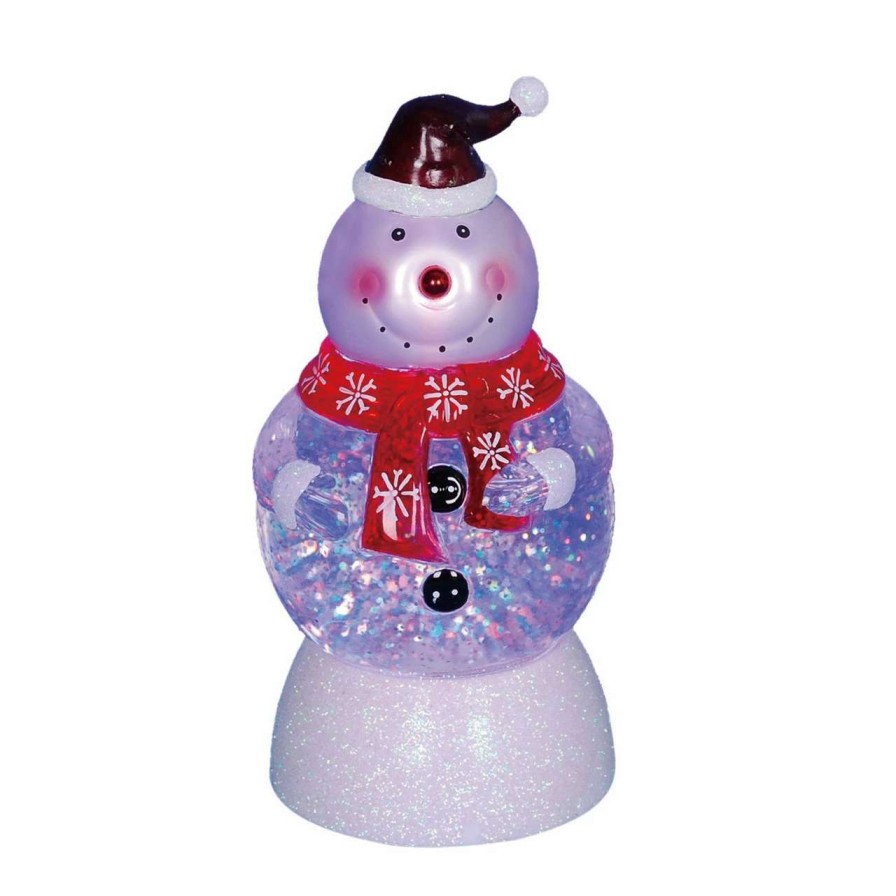 Christmas Village Sets & Accessories * | Northlight 7.5 Led Lighted Color-Changing Snowman With Santa Hat Snow Globe Christmas Figure