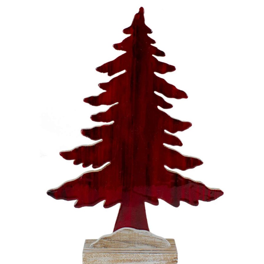 Christmas Table Top Trees * | Northlight 10.5 Red And White Stained Forest Tree Christmas Tabletop Decor