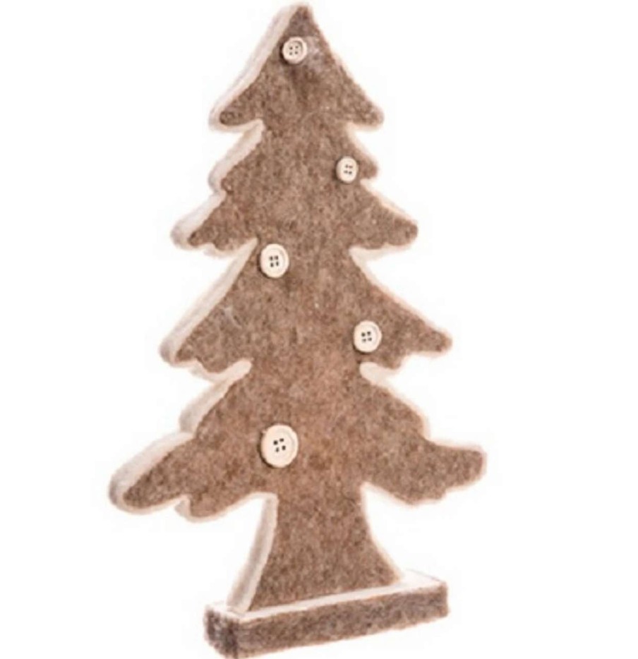 Christmas Table Top Trees * | Allstate 12 Beige And White Buttoned Christmas Tree Tabletop Decor