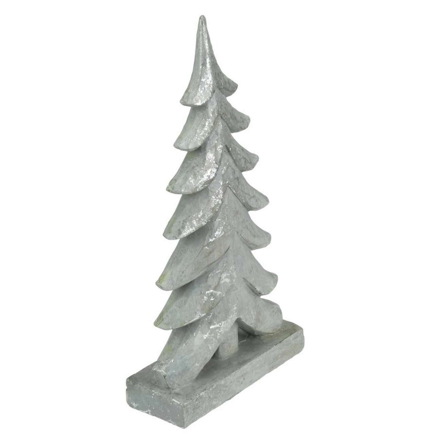 Christmas Table Top Trees * | Northlight 8.75 Gray And Silver Faux Wood Grain Christmas Tree Figure