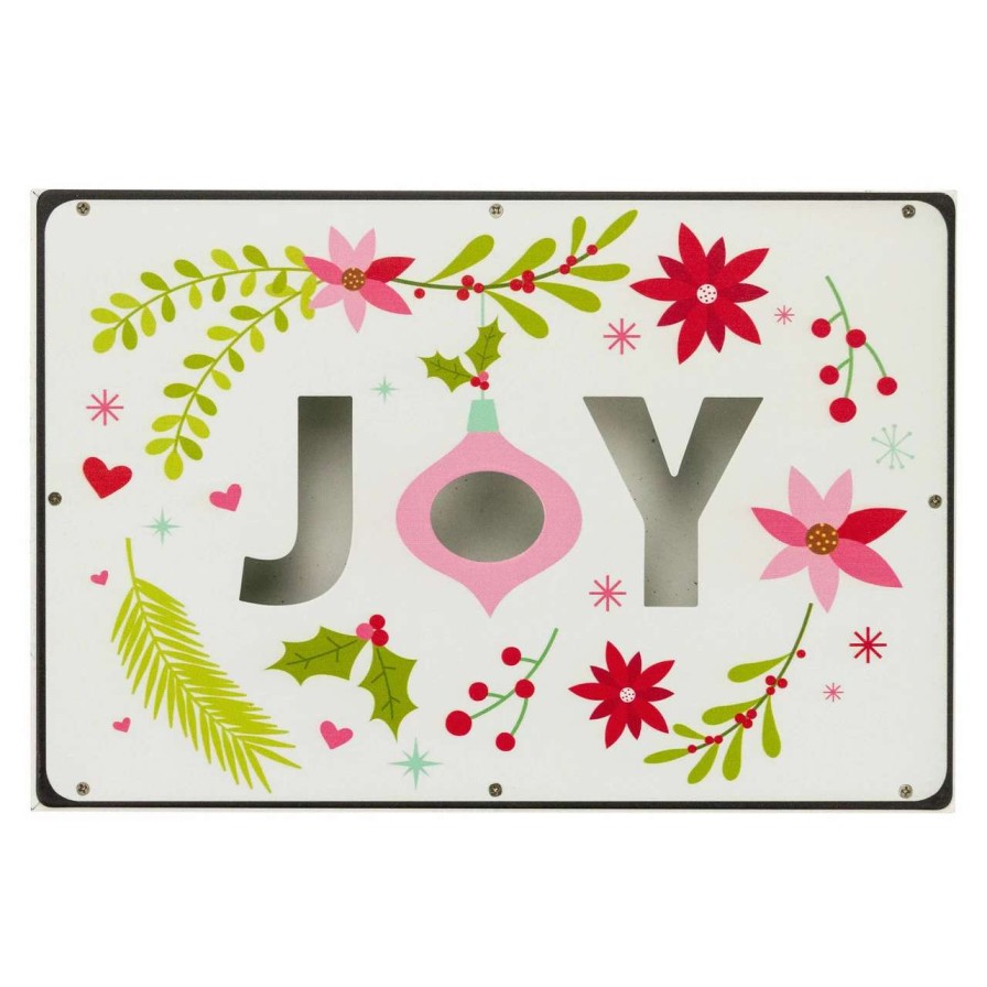 Christmas Village Sets & Accessories * | Northlight 12 Wood And Metal 'Joy' Christmas Wall Sign