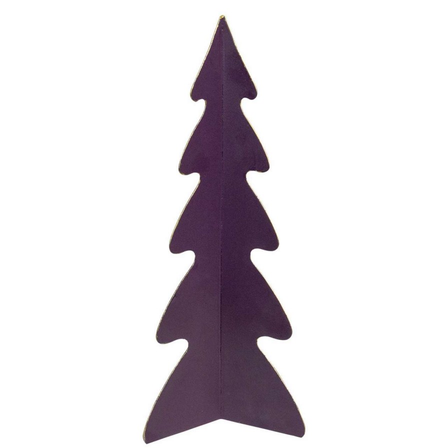 Christmas Table Top Trees * | Northlight 12 Purple Triangular Christmas Tree With A Curved Design Tabletop Decor