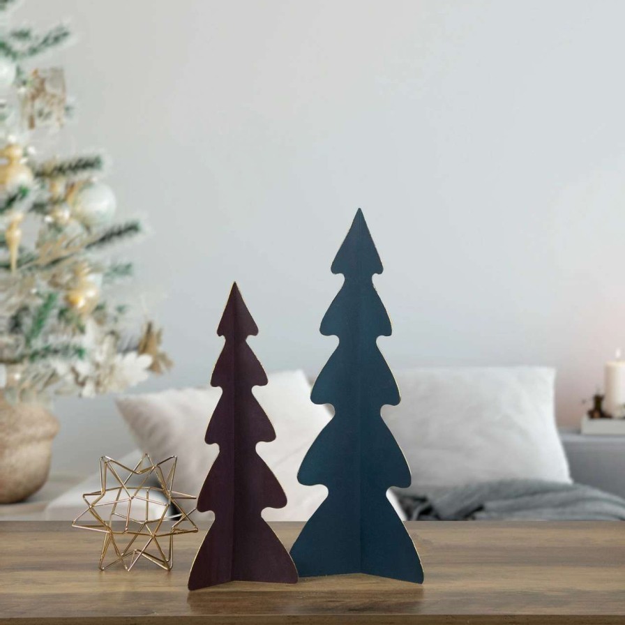 Christmas Table Top Trees * | Northlight 12 Purple Triangular Christmas Tree With A Curved Design Tabletop Decor