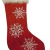 Stockings & Holders * | Trimmerry Embellished Red Satin Sequin & Faux Fur Christmas Holiday Stocking Snowflakes