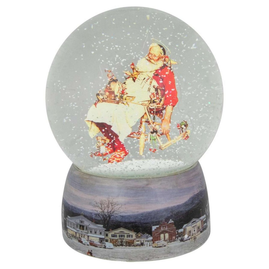 Christmas Village Sets & Accessories * | Northlight 6.5 Norman Rockwell 'Santa And His Helpers' Christmas Snow Globe