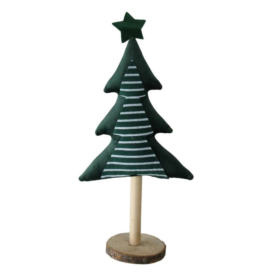 Christmas Table Top Trees * | Northlight 16 Green Christmas Tree With Wooden Base Tabletop Decoration