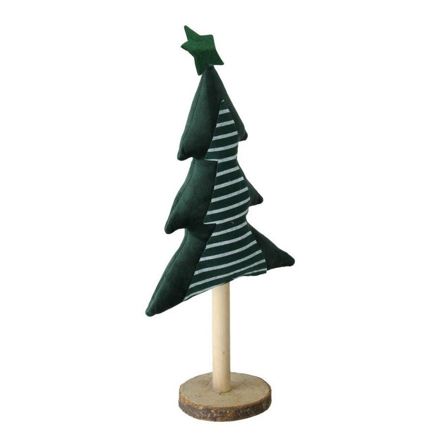 Christmas Table Top Trees * | Northlight 16 Green Christmas Tree With Wooden Base Tabletop Decoration