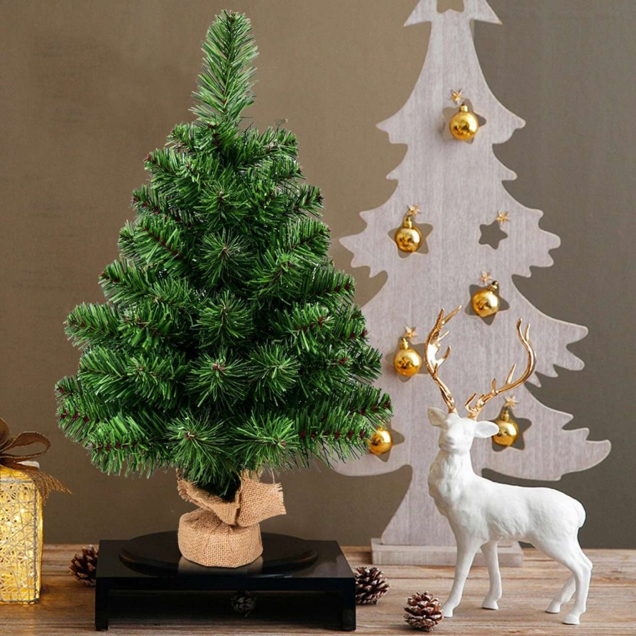 Christmas Table Top Trees * | Costway 2Ft Season Decoration Pvc Artificial Small Christmas Tree