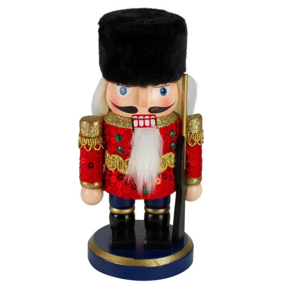 Figures * | Northlight 7.25 Red And Blue Chubby Wooden Christmas Nutcracker Soldier With Rifle