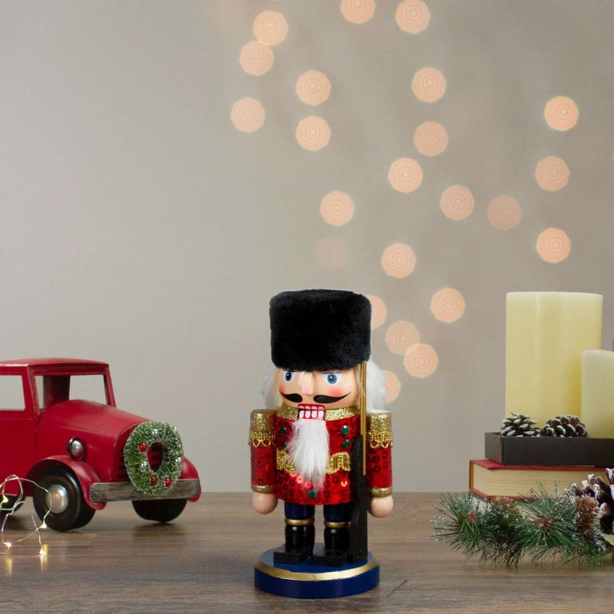 Figures * | Northlight 7.25 Red And Blue Chubby Wooden Christmas Nutcracker Soldier With Rifle