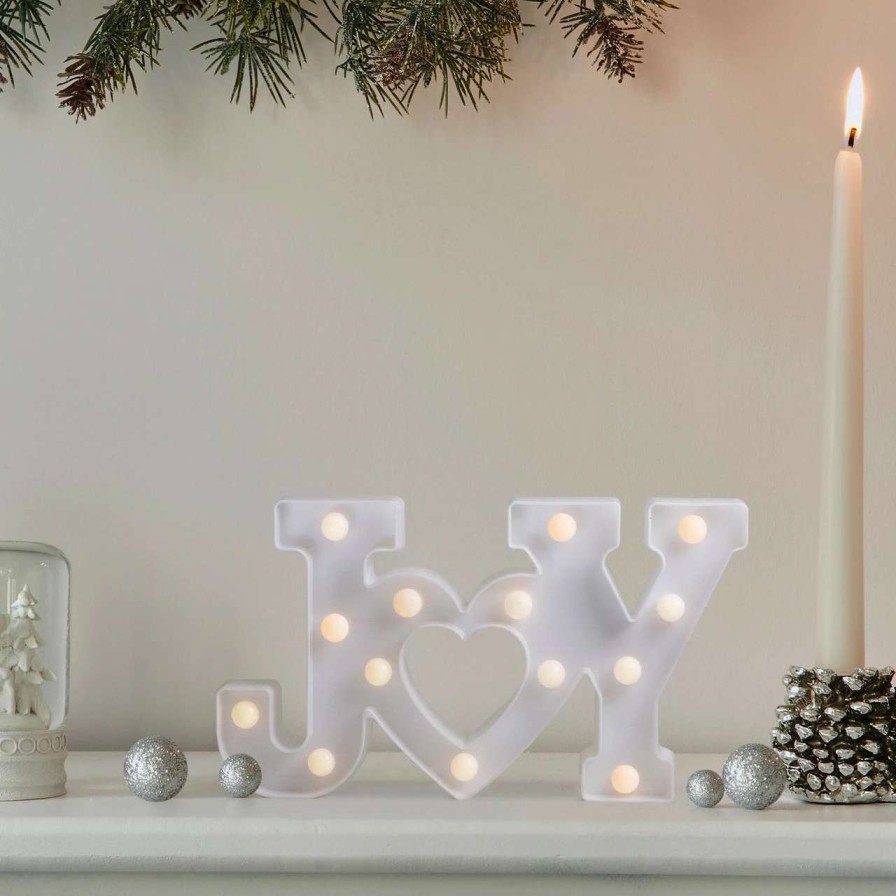 Christmas Village Sets & Accessories * | Northlight 12.75 White "Joy" Led Christmas Marquee Wall Sign