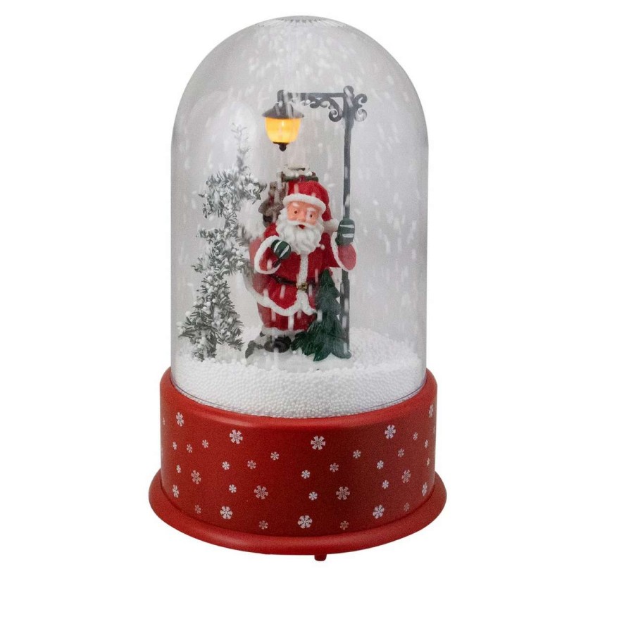 Christmas Village Sets & Accessories * | Northlight 11.75 Lighted Santa With Street Light Snowing Christmas Globe