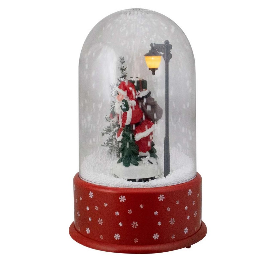 Christmas Village Sets & Accessories * | Northlight 11.75 Lighted Santa With Street Light Snowing Christmas Globe