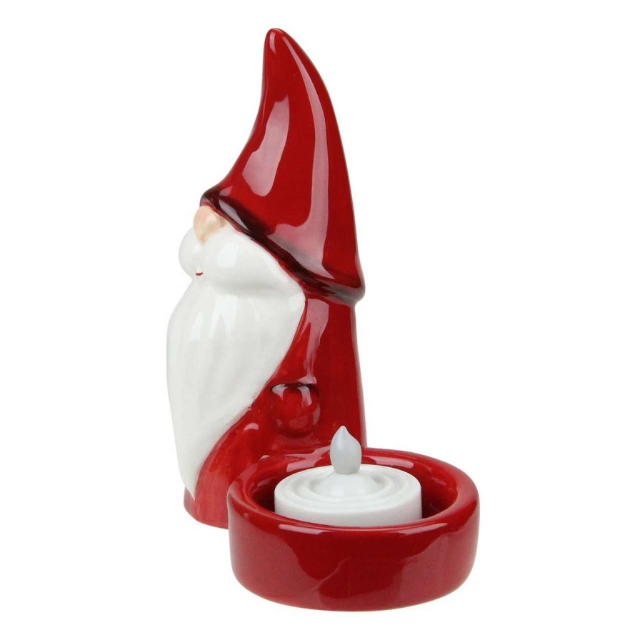 Candles & Lanterns * | Northlight 4.75 Red Ceramic Mini Christmas Gnome Tealight Candle Holder