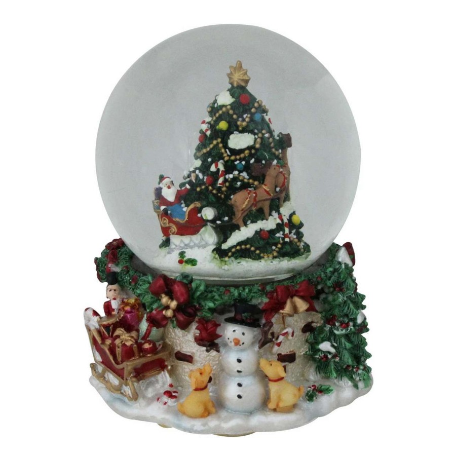 Christmas Village Sets & Accessories * | Northlight 6.75 Christmas Tree And Santa Claus Musical Snow Globe