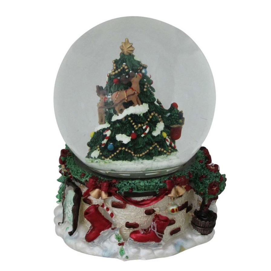 Christmas Village Sets & Accessories * | Northlight 6.75 Christmas Tree And Santa Claus Musical Snow Globe