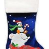 Stockings & Holders * | Northlight 24 Large Penguin And Bear Blue Velveteen Christmas Stocking With White Cuff