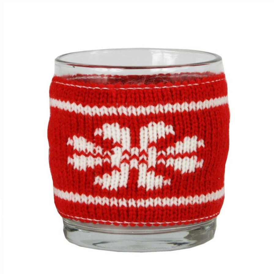 Candles & Lanterns * | Kaemingk 3.25 Red And Clear Knitted Snowflake Votive Christmas Candle Holder